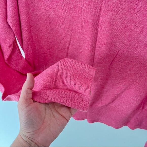 GAP Pink Heather Wide Round Neck Merino Wool Blend Crewneck Sweater - Picture 5 of 6